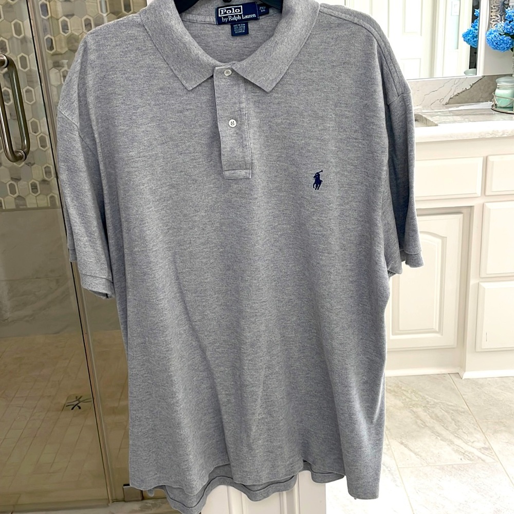Polo by Ralph Lauren Gray Polo Shirt with Navy Logo